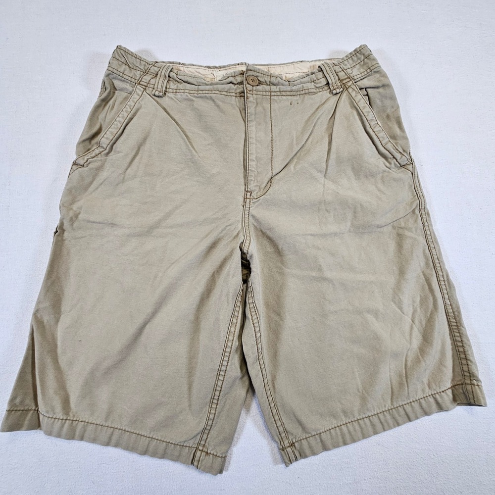 Aeropostale Mens Khaki Cotton Twill Casual Cargo Shorts Tan Size 36